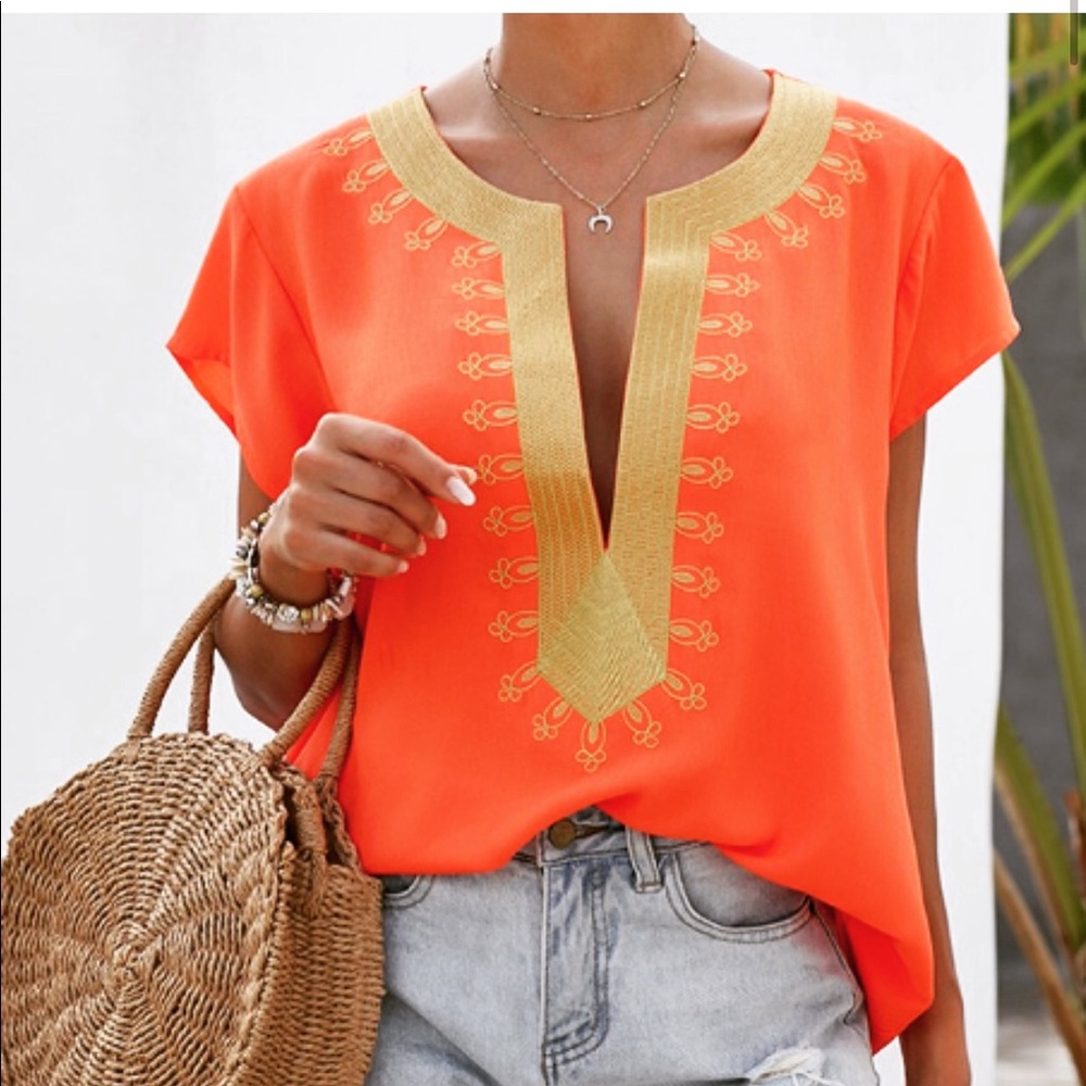 Bohemian orange blouse